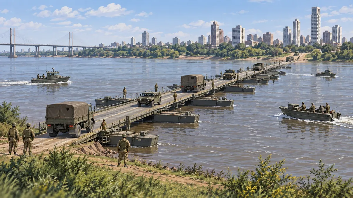 Operación de cruce coordinado sobre el río Paraná frente a la ciudad de Rosario